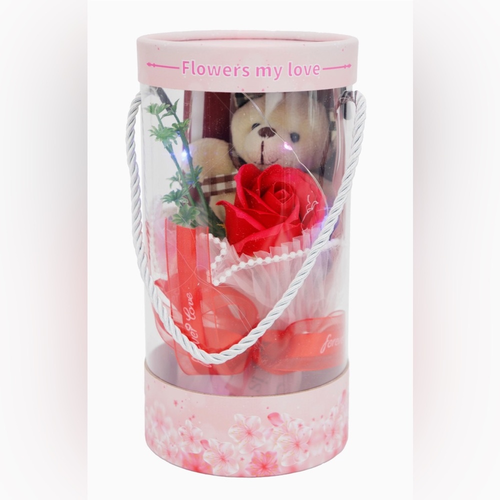 Mini Bear Led Rose Bouquet Gift Barrel